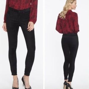 84. NYDJ skinny lift tuck technology black suede pants spandex blend siz…